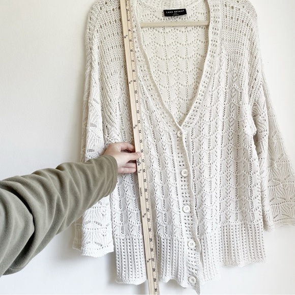 Lane Bryant cottagecore coastal beachy cardigan open knit crochet button 10/12 - Picture 7 of 9